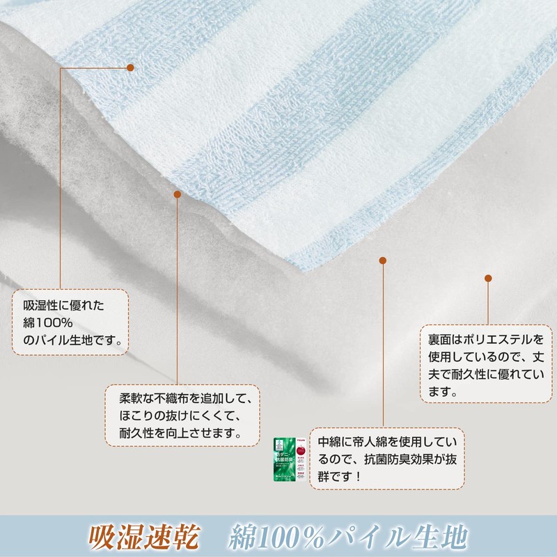 Matdeco Quilted Mattress Cover, Single, 100% Cotton, Bed Pad, Towel