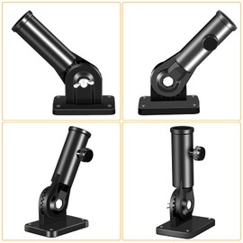 Flag Pole Holder Brackets, BONWIN 1" Flag Pole Mounting Bracket with Hardwares for House Wall Porch, 1" Inner Diameter, 180° Adjustable Multi Positions, Aluminium Alloy(1 Pack Black, Multi-Positions)