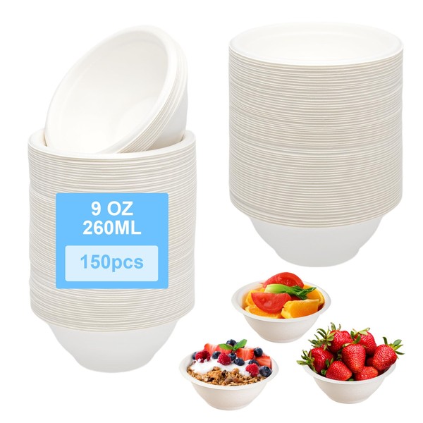 HENGBIRD Pack of 150 Paper Bowls Disposable Soup Bowls Made
