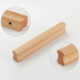 BOOLSFMAM Cabinet Handles, Wooden Handles, Pack of 4 Solid Wood Furniture Handles, Drawer Handle, Kitchen Cabinet Door Handles for Chest of Drawers, Bathroom Cabinets, Bedrooms