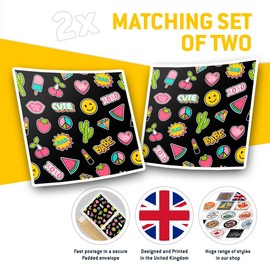Square Stickers (Set of 2) 7.5cm - Cute Girls Icons Teenager Teen Fun Decals for Laptops,Tablets,Luggage,Scrap Booking,Fridges, #14710