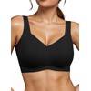 Ninee Womens Wireless Bras No Underwire Tshirt Bras Supportive Seamless Push Up Full Coverage Bralette Comfort Everyday Bra,Black,Medium