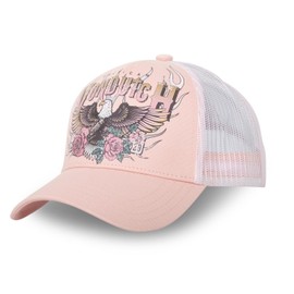 Von Dutch Women's Eagle Cap, Adjustable Trucker Cap with Snapback, Pink, Yellow, Black, Size U, Pink, One Size