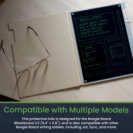 Boogie Board Blackboard 2.0 Folio – Premium Protective Case 9.4" x 11.8" Digital Writing Tablet – Slim Lightweight Faux Leather with Magnetic Closure, Compatible with Boogie Board LCD Writing Tablets