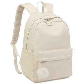 CLOKARS Teen Girls Backpack, 17.3in Laptop Backpack Women Cute Bookbag for Elementary Middle High School Lightweight Travel Bag, Beige