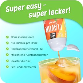 ALL STARS Flavor Sirup Peach Ice Tea (5x65ml) - Das zuckerfreie Getränkekonzentrat für mehr Abwechslung im Wasserglas – bei nur 2 kcal je 250 ml Portion.