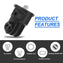 Camera Tripod Mount for 1/4 Turn Gopro Adapter, 360° Adjustment 1/4-20 Screw Conversion Adapter for GoPro Hero11, Insta360 ONE X3 X2 RS R Go 2