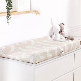 GRSSDER Stretch Ultra Soft Jersey Knit Changing Pad Cover Set 2 Pack, Change Table Pad Covers Fit 32"/34" x 16" Pads Safe and Snug, Unisex Stylish Pretty Diaper Change Table Sheets for Baby, Beige