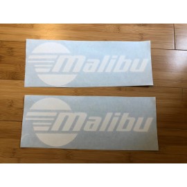 Malibu Boat 12” White Decals Vinyl High Quality New Stickers - Set Of 2