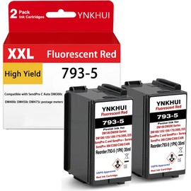 YNKHUI 2 Pack 793-5 Fluorescent Red Ink Cartridge Compatible Replacement for Pitney Bowes 793-5 Red Ink Cartridge for P700 DM100 DM100i DM125i DM150i DM175i DM200L DM225 Postage Meters