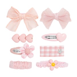 Baby Hair Clips, Colorful and Cute Soft Lined Alligator Style Hair Clip for Toddlers, Girls, Snap Baby Barrettes, Girl Hair Accessories, Non-Slip Hair Clips for Fine Hair, Set of 8 - (Pink)