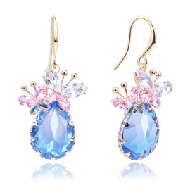 JA.S.JR Crystal Teardrop Earrings CZ Butterfly Earrings Gold Dangle Earrings Jewelry Gift for Women