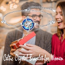 ZLILIJAN Crystal Bracelet 925 Sterling Silver Celtic Bracelet Witch Knot Charm Irish Jewelry Gifts for Women Mom Wife Girlfriend Christmas Birthday, adjustable, Metal, Cubic Zirconia