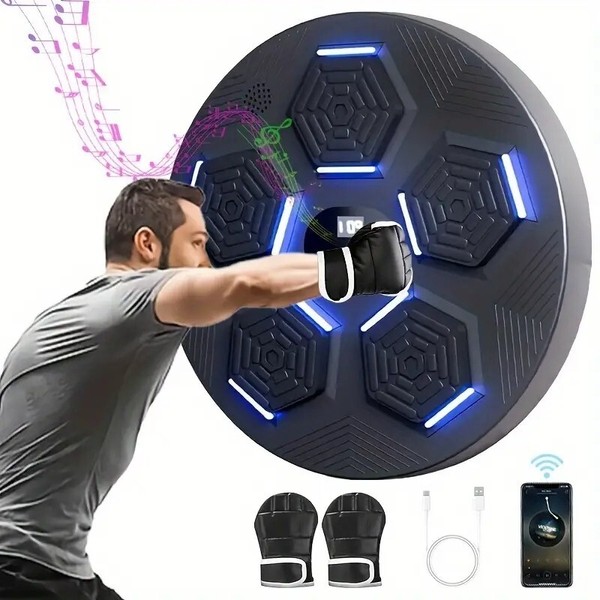 Smart Boxing Machine – Wall-Mounted Punch Trainer with Music &