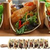 4 Pcs Bamboo Taco Holder with Tong Bamboo Taco Tray
