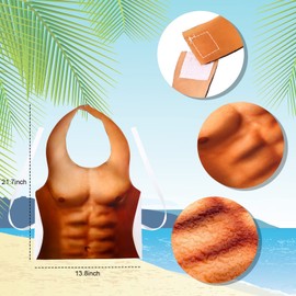 Yahenda 4 Pack Hawaiian Costumes for Boy Man, Including Skirts Hula Skirts with Hawaiian Party Muscle Vest Hawaiian Straw Hat and Wreath, Hawaian Outfits Party Accessory (Beige)