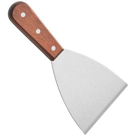 TrueCraftware- 4-1/2" x 4" Stainless Steel Blade Scraper with Wooden Handle- Grill Scraper Griddle Scraper Food Scraper Kitchen for Outdoor Barbecue Turners Tools Food Restaurants