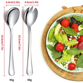 Salad Servers Stainless Steel Salad Cutlery, Set of 4 Salad Servers, Serving Cutlery, Spork Stainless Steel, Salad Servers Set Stainless Steel, Salad Forks, Serving Spoon, 19.5 cm x 4.6 cm