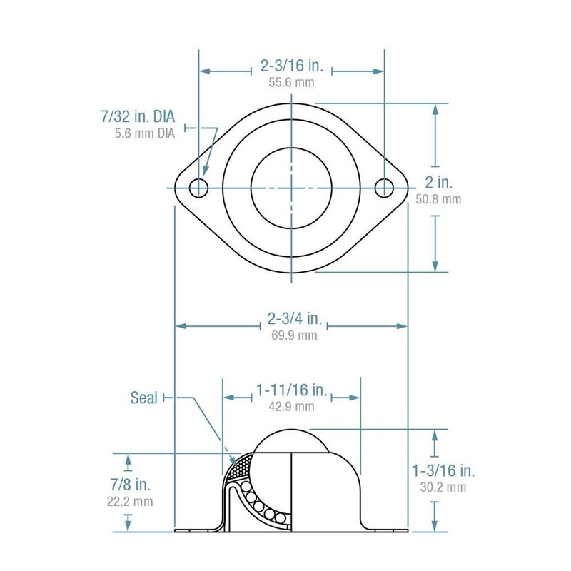 (Case of 10) Hudson Bearings BT-1CS Two-Hole Flange Mounted Ball