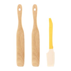 2Pcs Wooden Spatula for Cooking with Jam Knife, Teak Wood Sourdough Scraper & Spatula - 10” Non-Scratch Kitchen Utensil with Hanging Hole, fit for Bakers & Home Cooks