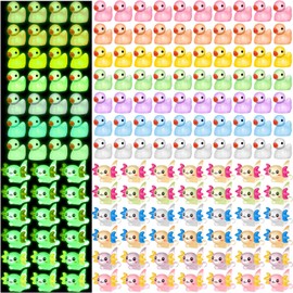 Barydat 100 Pcs Luminous Mini Resin Animals Bulk Glow in The Dark Resin Axolotls Tiny Ducks Miniature Figurines for Hide and See Decor Dollhouse Decor Landscape Garden Fairy Toys for Crafts DIY