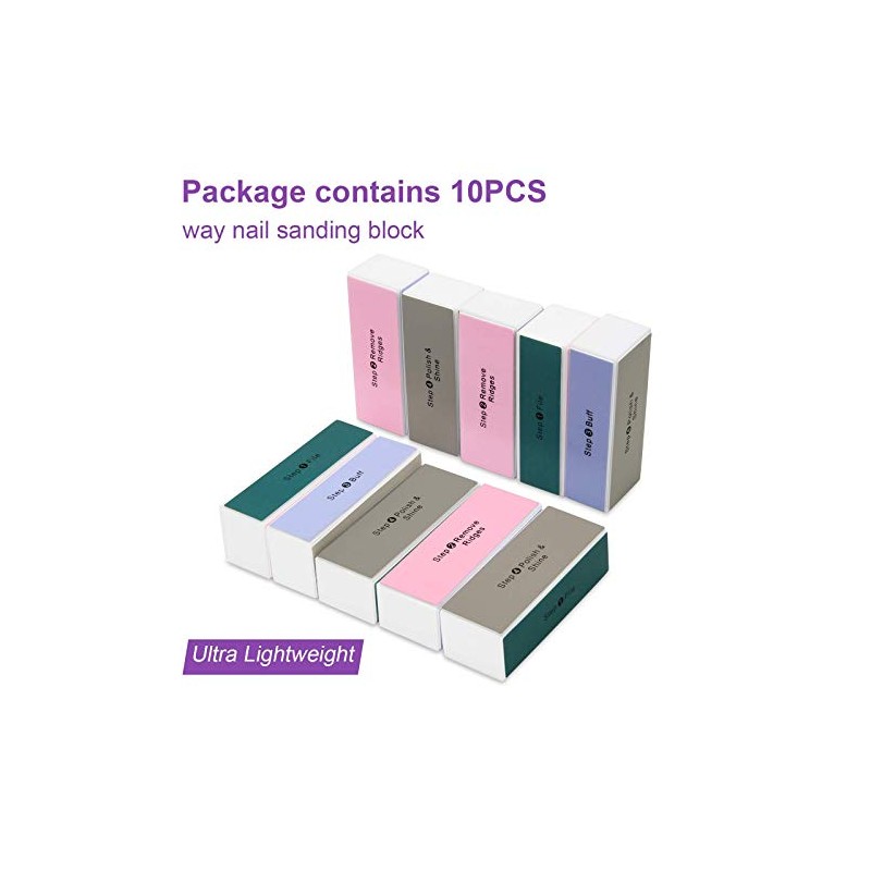Adecco LLC 10 pcs 4 Way Colorful Nail Art Buffer