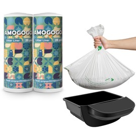 AMOGOGOPET 50 Pcs Waste Bags Liners Compatible with Litter Robot 4&3, Leak-Proof Replacement Waste Bags, Heavy Duty Cat Litter Trash Bags, Waterproof Litter Bags