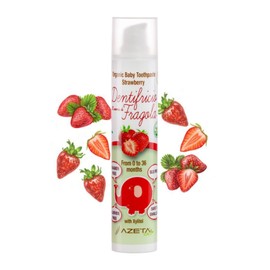 Strawberry Flavoured Children’s Toothpaste Organic Vegan 0 to 36, SLS and Paraben Free, Azeta Bio 50ml (Strawberry)