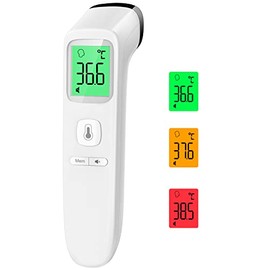 Fieberthermometer Kontaktloses Stirnthermometer, digitales Infrarot-Thermometer für Babys und Erwachsene mit sofortiger Messgenauigkeit und Fieberalarm (Weiß)