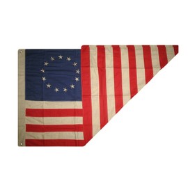 "Flags & Signs" 3x5 Embroidered Sewn Betsy Ross Tea Stained Cotton Flag 3'x5' a-1-29