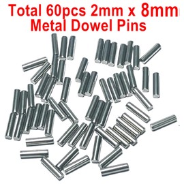 ZDingTech 60pcs 2mm x 8mm Dowel Pins Metal Dowel pins M2 2mm Shelf Pegs,Support Shelves,2mm x 8mm Metal Rod.304 Stainless Steel Wood Bunk Bed pegs