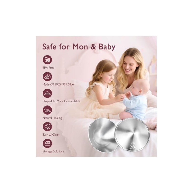 Silver Nipple Shields,999 Silver Nipple Shields for Breastfeeding, Protect and