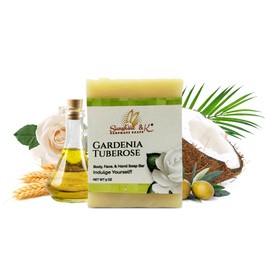 Gardenia Tuberose - Body & Hand Soap Bar, Handmade Bath Soap, Moisturizing Bar Soap With Beeswax, Rice Bran Oil, & Natural Base Oils, Soap Bars, 5 oz - Sunshine & K Handmade Soaps