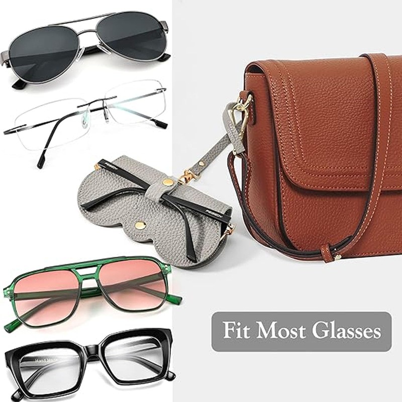 3PCS Soft PU Sunglasses Bag,Glasses Case with Lanyard,Anti-Scratch Glasses Pouch,Slim