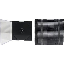 25 ULTRA THIN 5.2mm Clear CD Jewel Boxes with Built In Black Tray #CDBR52 - HALF THE THICKNESS OF A NORMAL CD JEWEL BOX!