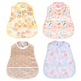 norinori Baby bib waterproof feeding bibs - baby food bib 4pack adjustable soft for Boy Girl 6-24M