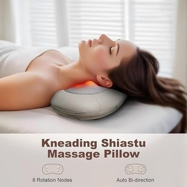 Back Massager with Heat, Shiatsu Neck Massager, Deep Tissue Kneading Massage Pillow for Neck and Shoulder, Gifts for Women Men Dad Mom