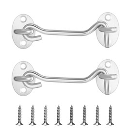 YourGift 4 Inches Barn Door Latch Barn Door Lock Screen Door Latch Latch Lock for Door Hook Lock Sliding Barn Door Lock Door Hook Latch Privacy Hook (2 Pack, Silver)