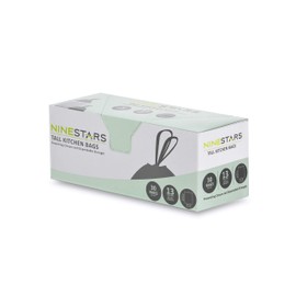 NINESTARS NSTB-13-30 Extra Strong White Trash Bag w/Drawstring Closure, 13 Gal. / 49 L., 30 count