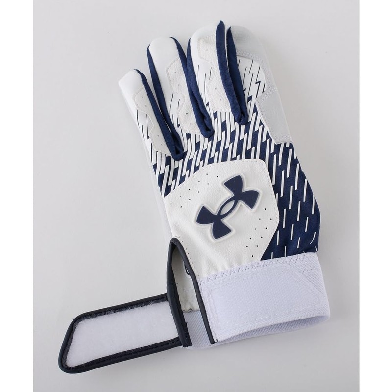 UA Clean Up Batting Gloves White/Midnight Navy/Midnight Navy LG, white