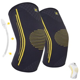 Bracoo KE92 Knee Sleeve for Men and Women, Elastic Knee Support with Compression Effect and Side Stabilisers, Ideal for Volleyball, Fitness, Sports and Everyday Use (Black Pair, L)