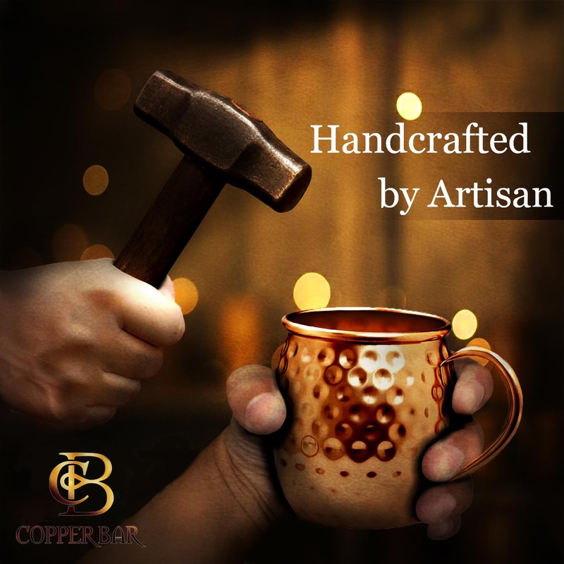 COPPER-BAR Moscow Mule Copper Mugs - Unique HANDCRAFTED Gift Set