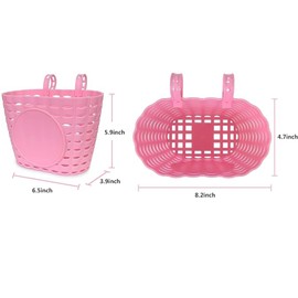 Bicycle Basket Boys and Girls Bike Basket Toddler Bike Baskets Front Handlebar Bike Basket Kid Bicycle Basket Bike Accessories for Girls (Pink)