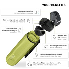 720°DGREE Water Bottle 1l “uberBottle“ crystalClear +Sieve - BPA-Free Tritan, Leakproof, Reusable Drinking Bottle - Sports Bottle for Men, Woman, Office, Gym, Fitness, Outdoor, Hiking, Cycling, Travel