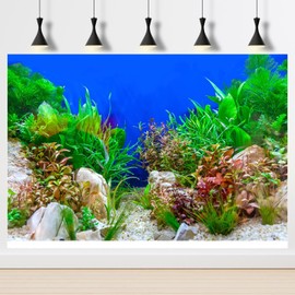 2 Pack Aquarium Background Various Underwater Aquatic Plant Aquarium Backdrop Stone River Bed and Lake Fish Tank Background Dead Wood Purple Stone Terrarium Background Poster Decor Fabric 48x18in
