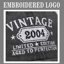 21st Birthday Gifts for Her Him Vintage 2004 Hats Turning 21 Gift Ideas for Men Women Black Hat (Black)