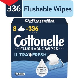 Unbranded Cottonelle Ultra Fresh Flushable Wet Wipes, 8 Flip-Top Packs