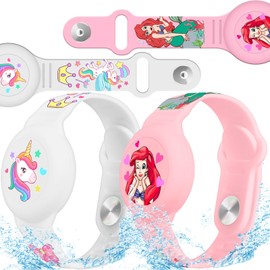 2 Pack AirTag Bracelet for Kids, Waterproof Air tag Holder for Kids with Soft Silicone Full Coverage Anti-Lost Hidden Airtag Wristband Accessories for Child