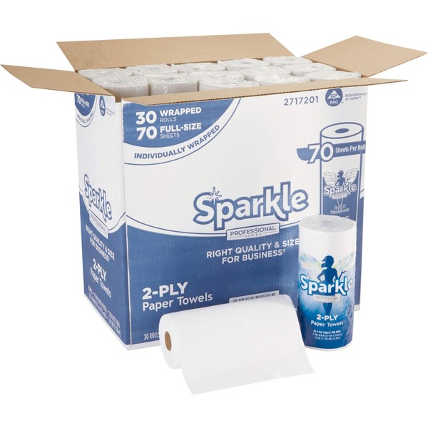 Sparkle Professional Series 2-Ply Perforated Kitchen Paper Towel Rolls by GP PRO (Georgia-Pacific) 2717201 70 Sheets Per Roll 30 Rolls Per Case
