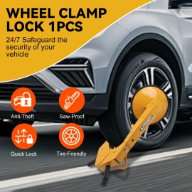 AUTOXBERT Heavy Duty Steel Wheel Clamp Disc  Lock Car Caravan Truck Trailer Tire Security